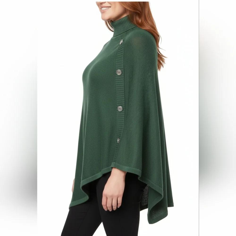 NWOT Colleen Lopez Turtleneck Poncho Sweater - Picture 2 of 6